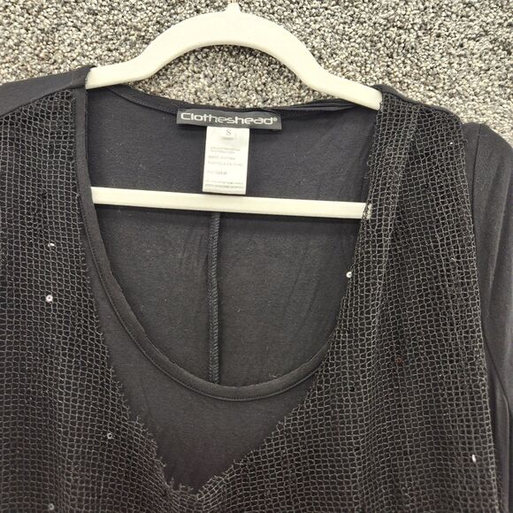 Clothes head black small netting Y2k 90s whimsigoth short sleeve top - Picture 3 of 7